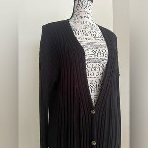 Free People Extra Long, Black Fitted Sweater — Size Medium